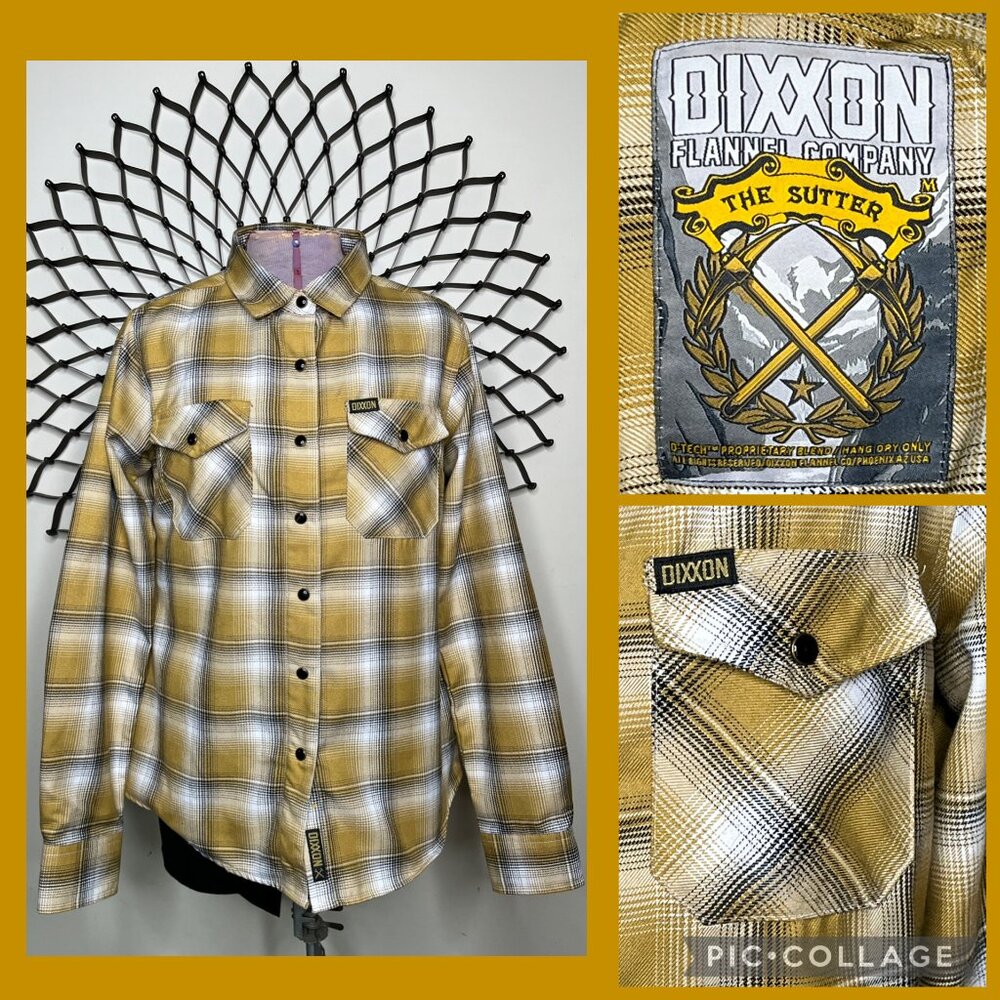 Dixxon Flannel Co. Womens The Sutter Long Sleeve Yellow/Black Flannel Shirt Med